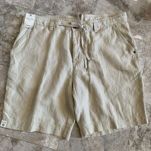 Baird McNutt Linen Murano Shorts Button Fly Beige Pockets Mens Size 40 NWT